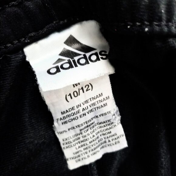 Adidas Black Athletic Track Pants - Kids Size M (10/12) - Picture 5 of 7